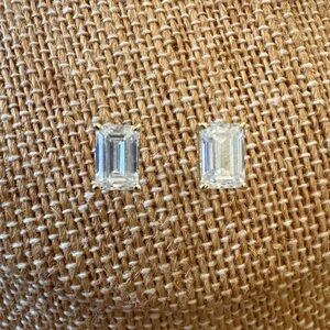 Gold over Solid Silver 1.6 Carat VVSD Emerald Cut Earrings